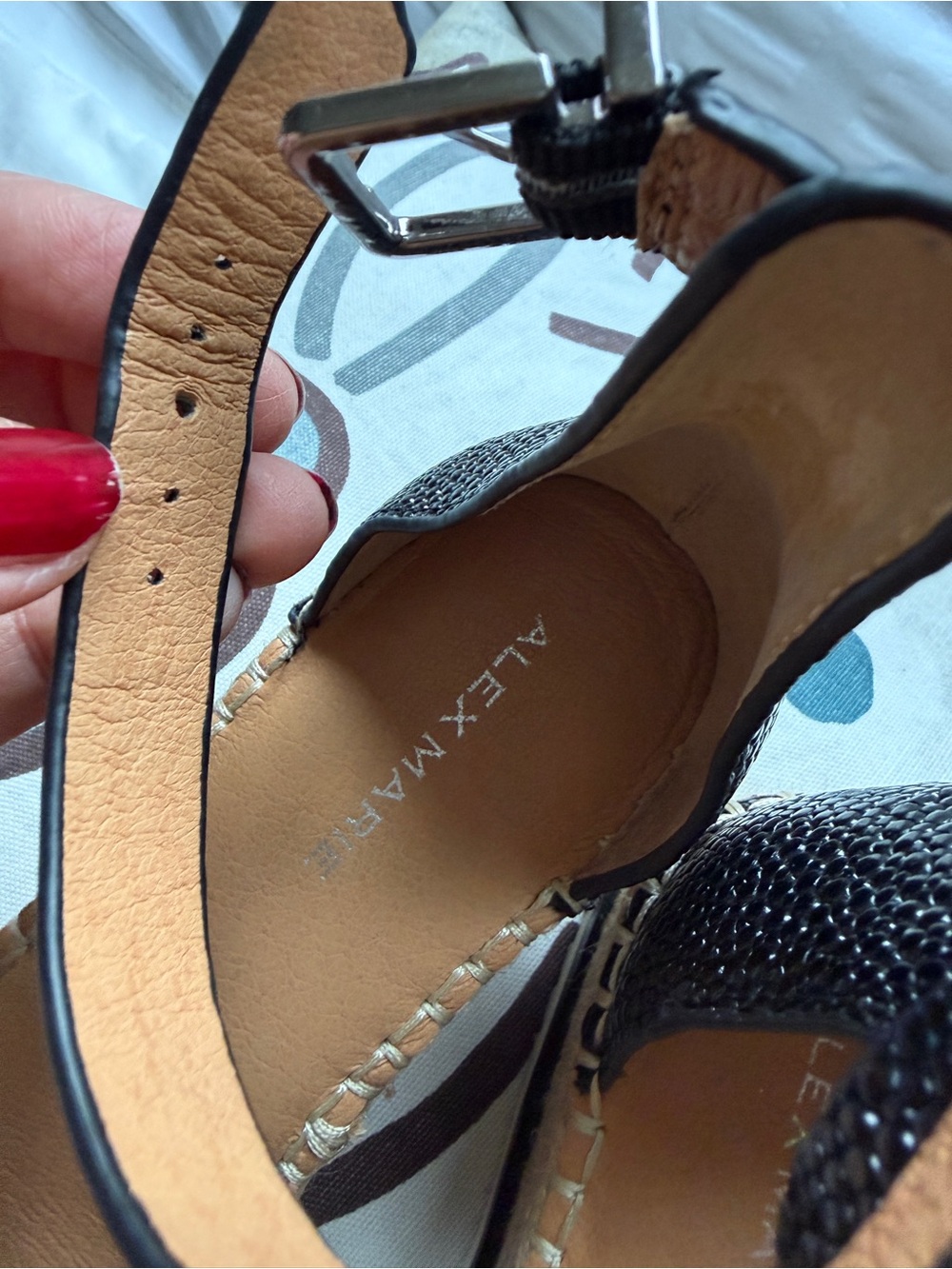 Alex Marie Ankle Strap Espadrille Sandals-Upper Leather, Black & Tan - Picture 5 of 9